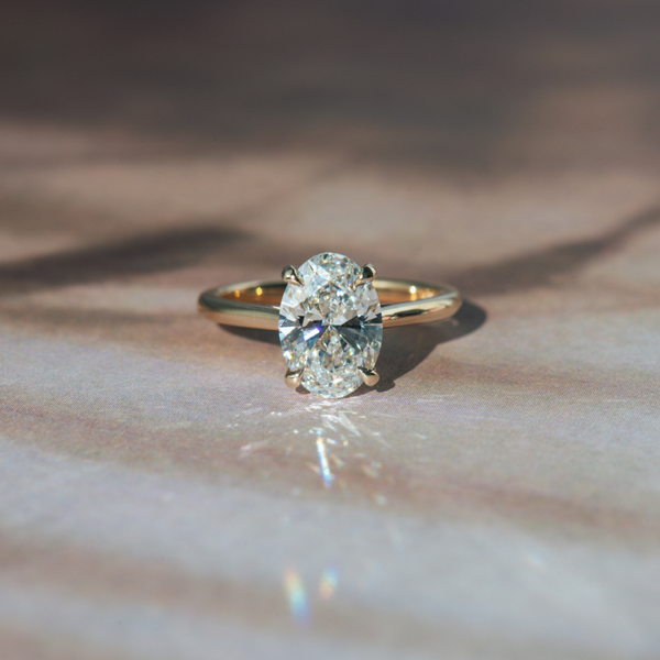 Oval Solitaire Engagement Ring With Cathedral - Top