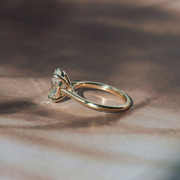 Oval Solitaire Engagement Ring With Cathedral - Side