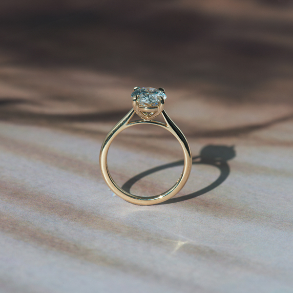 Oval Solitaire Engagement Ring With Cathedral - Profile