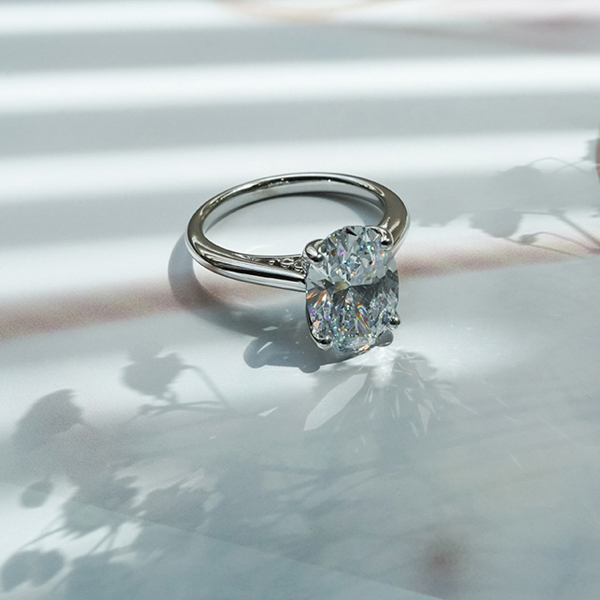 Solitaire Oval Engagement Ring - Side