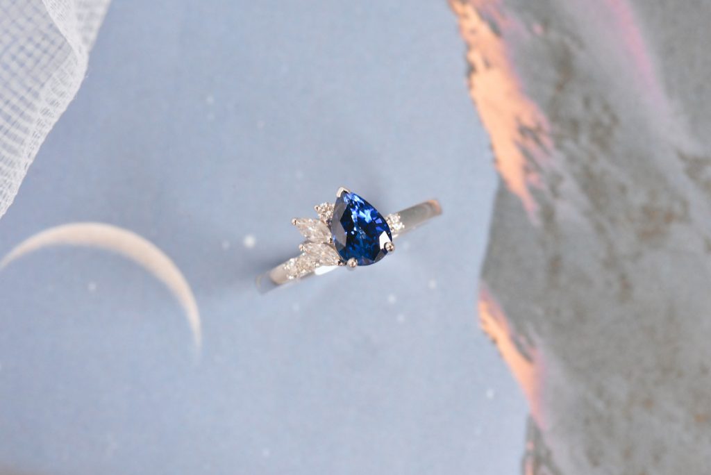 Engagement Ring with Blue Stones - blue sapphire