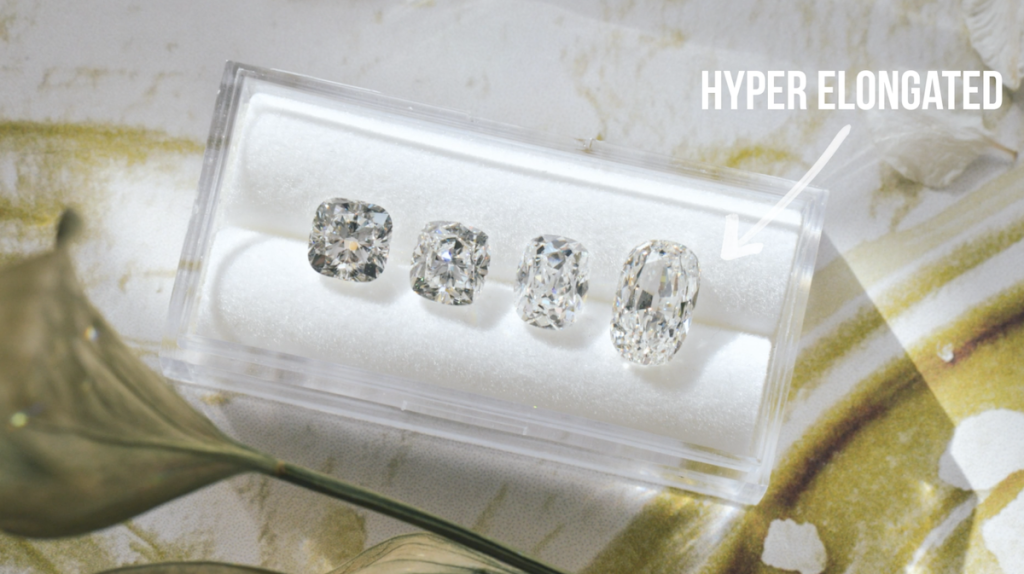 elongated cushion cut diamond ring